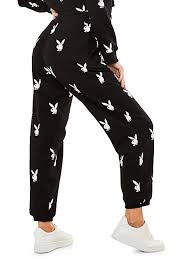 Select a color black gray blue. Missguided Playboy Aop Oversize Joggers Thebay