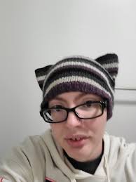 Nonbinary Pride Cat Ears Hat Small Stripes