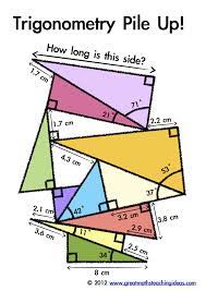 Since angle a is 36°, then angle b is 90° − 36° = 54°. Trigonometry Pile Up Great Maths Teaching Ideas Trigonometry Teaching Math Teaching Geometry