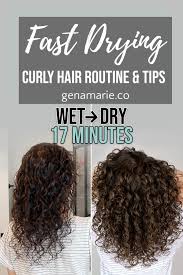 The more you can dry your hair with a towel, the less time you'll spend blow drying it and the less damage it will take from the heat of the hair dryer. How To Reduce Drying Time Fast Drying Curly Hair Routine Gena Marie