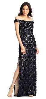 Off The Shoulder Column Gown With 3d Sequin Florals Column Gown Colored Wedding Dresses Cocktail Dress Lace