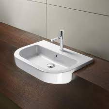 A semi countertop sink offers more accessibility, particularly for children or the disabled. Washbasin Semi Recessed Ceramic White Gsi 694511 Drop In Bathroom Sinks Accessible Bathroom Sink Sink