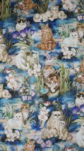 Cats Garden Cotton Fabric Digital Print Katzengarten Schonen Katzen Und Katzen