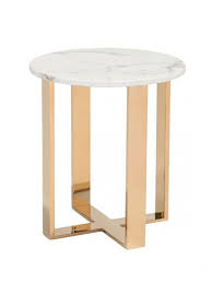White Marble Gold Side Table Modern Furniture Brickell Collection