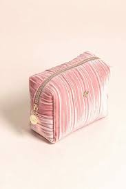 Bee Pleated Velvet Pink Makeup Bag Small Oliver Bonas Pink Makeup Bag Cute Makeup Bags Small Makeup Bag