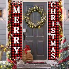 Showing results for christmas porch sign. Amazon Com Ivenf Christmas Porch Sign Set Red Black Buffalo Banners Xmas Hanging Decorations For Home Outdoor Indoor Wall Front Door Decor Patio Lawn Garden