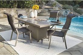 The table has a tempered glass top that is easy to wipe clean. Outdoor Furniture By Ashley Outdoor Home And Recreation