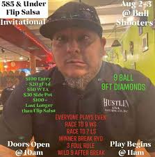 Scotch doubles 9-ball tournament in May, $100 entry, 9ft diamonds