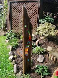 Stained Glass Garden Sculpture In 2021 Stained Glass Art Wood Carving Art Glass Garden