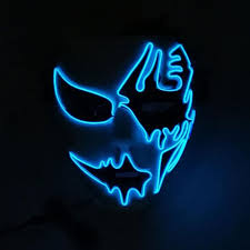 Mavi Led Iki Yuz Maskesi Led Led Mask Art Logo Neon Wallpaper