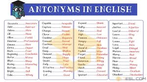 Opposites 300 Antonyms List From A Z With Examples 7 E S L