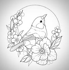 But With A Mountain Blue Bird Instead Bird Drawings Flower Drawing Design Flower Drawing