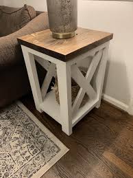 Farmhouse End Table Custom Colors Available Nightstand Etsy In 2020 Farmhouse End Tables Living Room Accent Tables End Tables