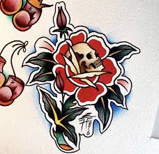 Traditional Skull Inside A Rose Tattoo Design By Liam Harbison Traditionelle Blumen Tattoos Traditionelles Tattoo Design Traditionelles Amerikanisches Tattoo