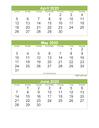Free Printable 3 Month Calendar 2020 April May June Free Printable 2020 Calendar Templates Calendar Template Calendar Printables Monthly Calendar Printable