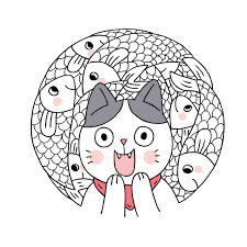 Although, most animators get confused, as soon as they start animating any creature with 4 legs. Cartoon Cute Cat And Fish Vector Doodle Circle Frame 621775 Vector Art At Vecteezy