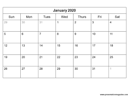 People around the world celebrate 1st january as the beginning of the new year. Free 2020 Printable Calendar Template Sunday Start
