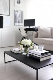 Black And White Coffee Table Books Super Cute Black Coffee Table And Black And White Contrast Of The Room Loving The Home Decor On The Modern Coffee Table Decor Coffee Table Coffee Table Design