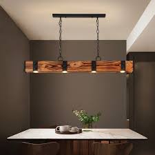 Rowen Industrial Loft Style 4 Light Led Linear Rust Wood Metal Island Pendant Light And In 2020 Wood Metal Island Island Pendant Lights Industrial Kitchen Island