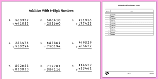 Welcome to ixl's year 6 maths page. Addition With 6 Digit Numbers Worksheet Worksheet