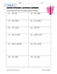 Word problems and thousands of other math skills. Adding Integers Rational Numbers Worksheet By April Langelett Tpt