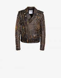 Nappa Leather Biker Spider Webs Coats Jackets Clothing Men Moschino Moschino Official Online Shop Mosch Jacket Outfits Embroidery Jackets Leather