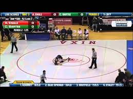 Staley's Aaron Engle wrestles against St. Charles West's Casey Bartee at  the 152 lbs. weight class