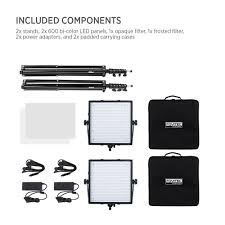Fovitec 600xb Bi Color Led Panel 2 Light Kit With Dmx Spk11 082