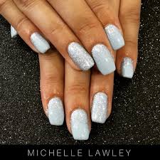 Light blue nails with silver glitter. Michelle Lawley Gorgeous Baby Blue Nail Extensions With Facebook