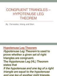 The hypotenuse leg (hl) theorem states that; Hypotenuse Or Leg Worksheet Section 11 6 Pythagorean Theorem Pythagorean Theorem In Any Right Triangle The Square Of The Length Of The Hypotenuse Equals The Sum Of The Squares Ppt Download