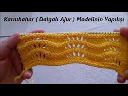 Karnibahar Dalgali Ajur Modeli Ilmek Hesabi 13 Ilmek Ve Katlari 2 Kenar Ilmek Ilavesi Yapilarak Hesaplanir Den Baby Knitting Patterns Orgu Orgu Desenleri