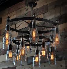 Rustic Round Chandelier With Antique Bulbs By Moonshine Lamp Co Moonshine Lamp Company