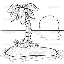 Parts of a leaf coloring page. Palm Tree Beach Coloring Pages