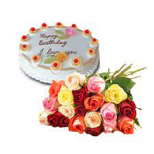 Order birthday flower bouquet delivery in usa to surprise him/her. Mix Rose Bouquet And Cake Romania Floriladomiciliu Ro Fast Flower Delivery