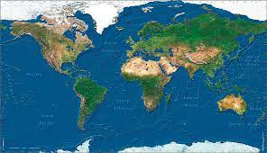 High resolution world map pacific ocean. Pilots Atlas Satellite Wall Map