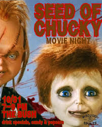 📽️Join us for Movie Night: The Seed of Chucky📽️ Halloween Night from 7-9  pm! We'll have drink specials, candy, snacks & light outside food is  welcome 🍿 Doors 6:30 pm, Movie 7 pm 🎬