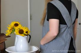 Women floral kitchen bib aprons chef cooking baking restaurant apron. Japanese Linen Cross Back Pinafore Apron Pattern Artful Homemaking
