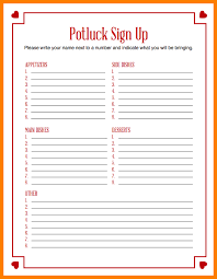 Potluck Sign Up Sheet Free Download Sign Up Sheets Templates Printable Free Potluck