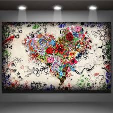 No Frame Modern Wall Art Picture Heart Flowers Painting On Canvas Canvas Prints Painting Pictures Decor For Livin Flower Wall Art Online Wall Art Flower Canvas