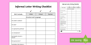Fifth grade lesson the functions of a friendly letter. Y5 Y6 Informal Letter Writing Checklist Features