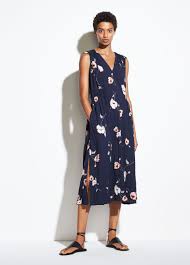 Tossed Poppy V Neck Pleated Dress For Women Vince Pleated Dress Dresses Womens Dresses