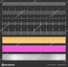 realistic tape rulers scale measure set isolated black