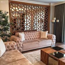 Ahsap Panel Ayna Lazer Kesim Duvar Paneli Salon Krem Avangart Orta Sehpa Hali Roomdivi Room Partition Designs Living Room Divider Living Room Partition