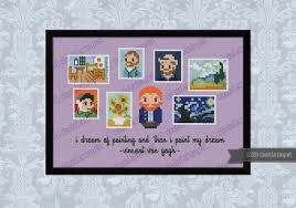 This counted cross stitch pattern of a self portrait was created from a painting by vincent van gogh. Mini Artists Galleries Vincent Van Gogh Digital Cross Stitch Pattern