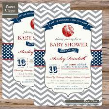Boys Baby Shower Invitation Vintage Baseball Red Navy Chevron Stripe Sports Baby Shower Invitations Baseball Baby Shower Invitations Baseball Baby Shower