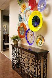Delicately Distinctive Blown Glass Abode Glass Wall Art Plate Wall Decor Kitchen Wall Art