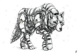 Mechanical Wolf Julien Briand Illustration Aquarelle Loup Mecanique Comment Dessiner Des Robots Illustrations De Personnages Art A Theme Robot