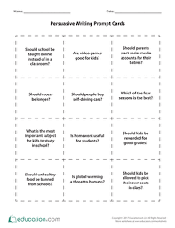 Persuasive Writing Prompt Cards Worksheet Education Com Persuasive Writing Writing Prompts For Writers Picture Writing Prompts