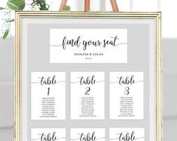 Wedding Seating Chart Template Calligraphy Table Seating Etsy