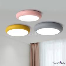 Metal Round Flush Light Fixture Macaron Nordic Colorful Kids Children Room Led Flush Mount Flush Light Fixture Light Fixtures Flush Lighting